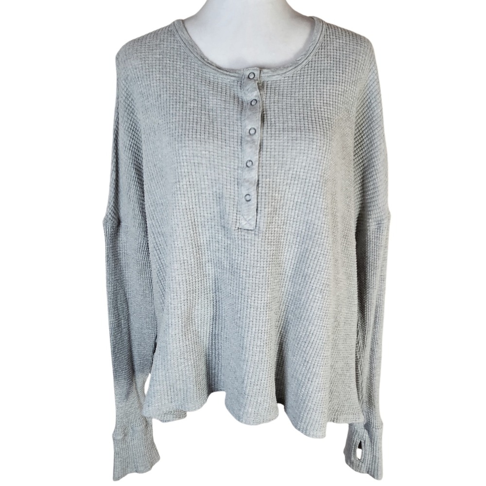 OFFLINE by Aerie Oversized Thermal Henley Women's Medium Waffle Knit Minimalist